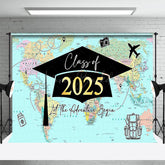 Lofaris Green Globe Map Class of 2025 Congrats Grad Backdrop